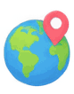 A globe with a location pin
